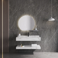 Meuble sous-vasque de salle de bain moderne de luxe Ovale Rectangulaire Marbre Pierre Couleur Blanc Armoires en céramique