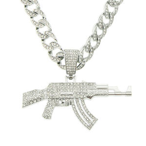 Colgante de pistola de diamantes de imitación para hombre, joyería de Hip Hop de 18K, collar con colgante de oro AK47 - Product Image 2