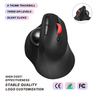 Souris Trackball USB Filaire Verticale Ergonomique à Commande par Pouce 1600 DPI Clic Silencieux Optique 156g Câble USB 2m Fourniture en Gros OEM ODM