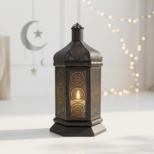 2027 Ramadan Decoration Black <b>Moroccan</b> Candle <b>Lantern</b> for Table and Floor Home Decorations - Product Image 1