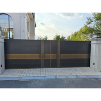 Portail coulissant moderne sur mesure de luxe avec panneaux encastrés à bande verticale, style antique, pour villa et manoir