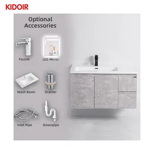 Kidoir Hot Sales Bathroom Vanities Toilet Cabinet 2 Drawers Modern Pvc Bathroom Wash Basin Cabinet With Optional Accessories