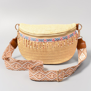 2025 verano vacaciones paja playa Casual hombro mujer mensajero Boho bolsa Dumplings forma tejido trenzado bolsa de viaje - Product Image 6