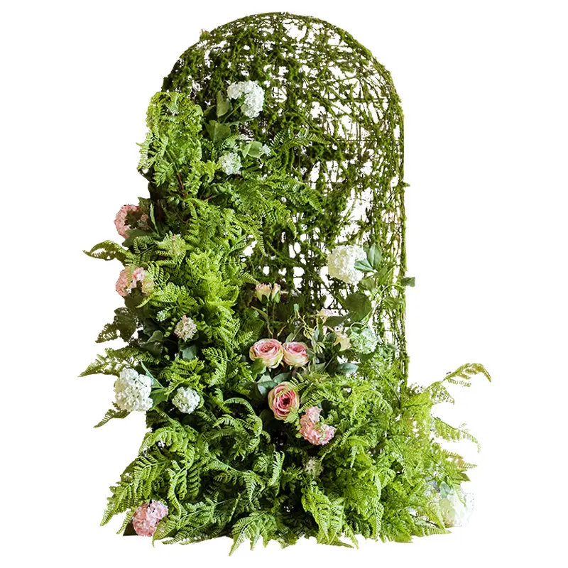 Dekorasi bunga buatan, bunga dinding pernikahan, dekorasi pesta pernikahan, tanaman hijau