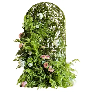 Décoration murale en fleurs, écran d'arrière-plan pour mariage, plante verte, décoration florale artificielle