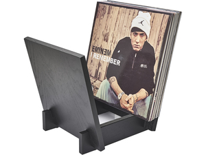 Wholesale Black Solid Oak Vinyl Record <b>Storage</b> Rack OEM ODM V-Shaped Double Tier Standing Non-Folding Desktop Album Organizer - Product Image 1