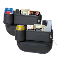 Organisateur de vide-espaces de siège de voiture anti-chute en cuir premium avec porte-gobelet et support de téléphone