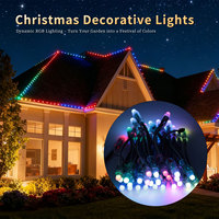 Guirlande lumineuse de Noël extérieure permanente RGBIC 5V toutes saisons IP68 avec télécommande rechargeable RGB pour utilisation intérieure/extérieure