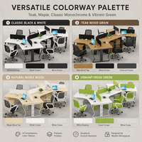 Poste de travail modulaire à 120 degrés avec pieds en acier courbés, table de centre d'appels en cluster avec écrans d'intimité, personnalisable