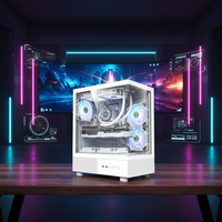 PC para Juegos ATX Blanco y Negro, Conjunto Completo con Panel Lateral de Vidrio Templado, Ventiladores RGB Preinstalados, 16 GB de RAM, SSD de 512 GB, Equipo de Escritorio para Juegos 3A