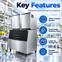 Machine à glaçons industrielle refroidie à l'eau 500 kg/jour avec compresseur, en acier inoxydable, pour usine de glace, PLC, garantie 1 an