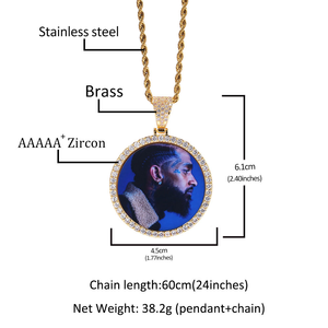 สร้อยคอจี้รูปทรงกลมแบบกำหนดเองพร้อมรูปภาพความทรงจำ <span class=keywords><strong>ราคา</strong></span>ขายส่ง Uwin Hip Hop ของขวัญเครื่องประดับรูปถ่ายส่วนตัวสำหรับผู้หญิงผู้ชาย - Product Image 4