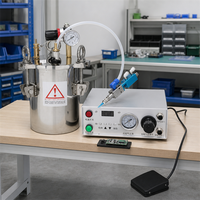 Système de distribution industriel pour réservoir sous pression, en acier inoxydable, avec valve à aiguille pneumatique, moteur à roulement et commande manuelle pour époxy