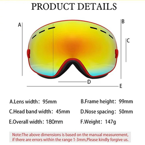 משקפי ספורט שלג מותאם אישית עדשות PC מקוטבות מלאה v400 הגנה משקפי מגן מגן אנטי ערפל תכונה טיפה כדור מבחן סנובורד - Product Image 3