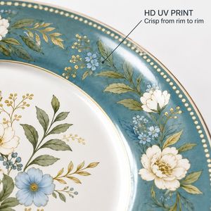 Sottopiatti Bianchi Classici in Porcellana con Peonia Centrale, 13 Pollici, Vendita all'Ingrosso Personalizzabile - Product Image 4