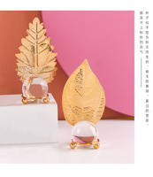 Style nordique moderne métal feuille d'érable luxe cristal décor intérieur Table couleur or accessoires Art artisanat décoration pour Hom