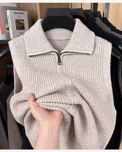 <span class=keywords><strong>Gilet</strong></span> sans manches <span class=keywords><strong>en</strong></span> <span class=keywords><strong>laine</strong></span> gris décontracté pour <span class=keywords><strong>homme</strong></span> avec fermeture éclair Doux et chaud <span class=keywords><strong>Laine</strong></span> standard - Product Image 3