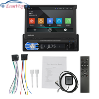 AUTO OPEN Android14 Autoradio Rétractable GPS Wifi Autoradio 1 Din 7 ''Écran Tactile Voiture Multimédia MP5 Lecteur