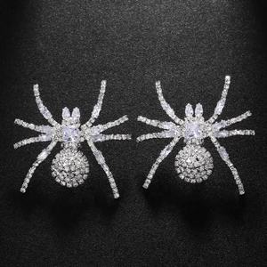 Pendientes de Acero Inoxidable con Diseño de Araña Estilo Hip-Hop para Mujer, con Diamantes de Imitación, Aro y Dije, Accesorio con Perla como Piedra Principal, para Halloween - Product Image 3