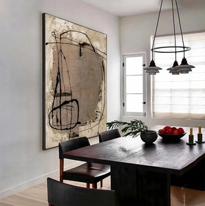 Arte Mural Enmarcado Wabi Sabi, Pintura al Óleo Abstracta Texturizada en 3D Hecha a Mano, Pintura Decorativa Minimalista en Lienzo <span class=keywords><strong>para</strong></span> Sala de Estar - Product Image 4