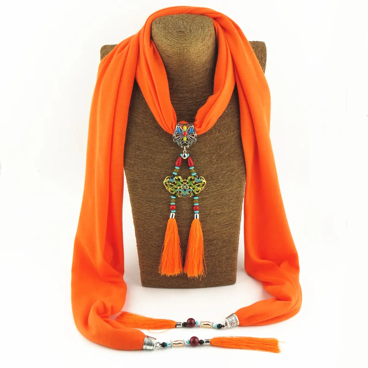 Frauen Modeschmuck Ethnischer Stil Schal Malerei Öl legierung Quaste Anhänger Plain Color Schal
