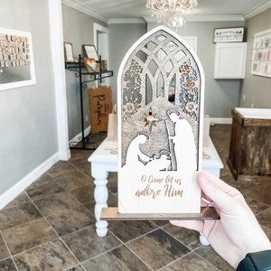 Artesanía Cristiana Navideña Personalizada, Escena <span class=keywords><strong>de</strong></span> la Natividad <span class=keywords><strong>de</strong></span> Jesús en Madera Cortada con Láser - Product Image 3