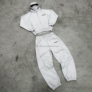 Ensemble de survêtement de sport pour homme, mode automne, avec sweat à capuche personnalisé et pantalon de jogging, coupe oversize, en molleton épais, fabricant - Product Image 1
