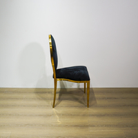 Chaise de salle à manger de luxe en acier inoxydable doré, portable, ronde, à motif abstrait, avec dossier en velours noir, pour salon, mariage, banquet, hôtel