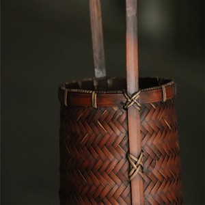 Bamboo Woven Vase Round Asian Zen Style Decorative Flower Basket For Home Decoration - Product Image 3