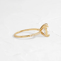 Bague de fiançailles solitaire en or massif 14K/18K avec diamant de laboratoire CVD/HPHT VVS certifié IGI, taille coussin 0,5-3 carats, sertie de griffes et pavé