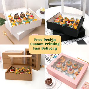 Waffle Quà Tặng các tông Kraft dễ thương gấp thực phẩm giấy bìa hộp in ấn trong suốt PVC - Product Image 2