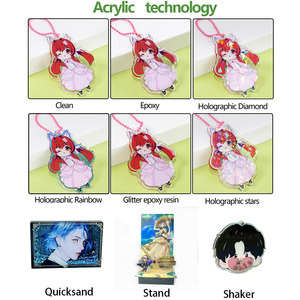 Tùy Chỉnh Cầu Vồng Ba Chiều Long Lanh Epoxy Rõ Ràng Acrylic Keychain Cá Nhân Khuyến Mại Shaker Móc Khóa - Product Image 2