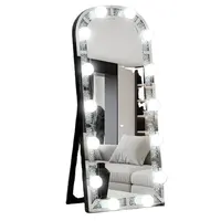 Espejo de diamante aplastado de longitud completa con luces LED, Espejo de pie, muebles, 2022