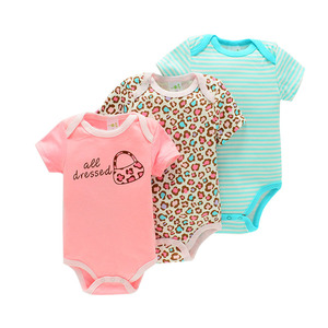 Venta al por mayor Mixed New Born Cute Short Sleeve Spring Cotton Infant Baby Boys Girls stock lotes Mamelucos 3Pcs Set - Product Image 2
