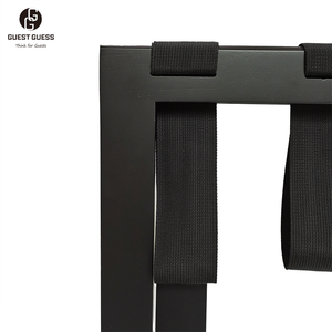 Guesr <span class=keywords><strong>Guess</strong></span> Porte-bagages portable en bois de hêtre de 5cm d'épaisseur Pliable de haute qualité Noir Chambre à coucher Hôtel Étagères de rangement Étagères - Product Image 3