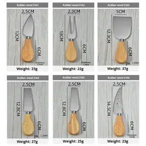 Ensemble de quatre couteaux <span class=keywords><strong>à</strong></span> fromage du fabricant avec manche en bois et caoutchouc en acier inoxydable pour la cuisson domestique couteau <span class=keywords><strong>à</strong></span> beurre inclus - Product Image 3