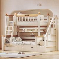 Chambre d'enfant en palissandre Lits superposés en bois exquis avec tiroirs Escalier et armoire de rangement pour livres Lit d'enfant avec lit escamotable