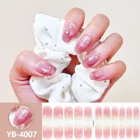 22 autocollants semi-durcis en gel pour ongles, en PU, couleur unie, enveloppes de vernis à ongles longue durée, couverture complète, décoration d'ongles