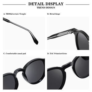 サングラス女性用偏光サングラス,新デザイナーTR90透明ラウンドフレーム - Product Image 4