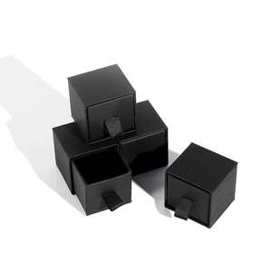 Custom Logo Black Sliding Drawer Jewelry Gift <b>Box</b> for Stud <b>Earrings</b> Ring Paper Packaging OEM ODM Wholesale - Product Image 3
