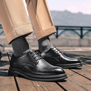 Men's <b>Elevator</b> Leather Dress Shoes | Business Casual British Style Derby Shoes Pointed Toe Wedding Shoes for Men Dropshipping - Product Image 4