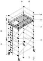 Plateforme mobile industrielle en aluminium de 3,3 m de large avec capacité de charge de 272 kg et diamètre de tube de 50,8 mm
