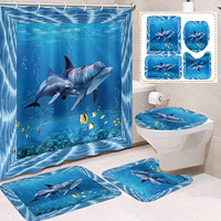Rideau de Douche en Polyester Motif Requin Vie Marine, Rideau de Salle de Bain Imperméable Anti-Moisissure Séchage Rapide, Ensemble de Rideaux de Douche Vente en Gros