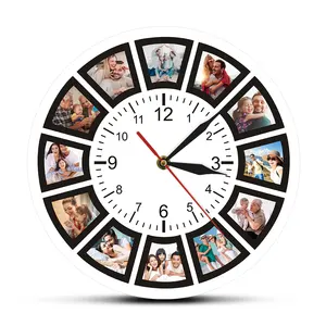 นาฬิกาแขวนผนังส่วนตัว,รูปภาพครอบครัว12ภาพสำหรับติดผนังบ้านตามสั่ง Instagram