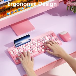 XISOGUU Ultra Thin Retro Wireless Keyboard <b>Mouse</b> Combo Full Size 2.4GHz USB <b>for</b> Laptop Desktop Projector TV English Multimedia - Product Image 6