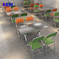 Ensemble de table et de chaises de salle à manger en acier inoxydable moderne, mobilier de restaurant, usage commercial, style industriel