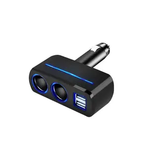 Multi Port 12V-24V Mobil Pemantik Rokok Charger Adaptor Soket Splitter Terpisah dengan LED Dual USB Mobil Aksesoris