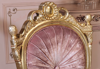 Table à manger ovale de style rococo français, 6 chaises capitonnées en velours, ensemble de meubles de palais classiques