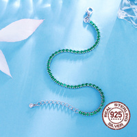 Charme 925 argent Sterling vert coupe ronde CZ cubique Zircon chaîne lien Bracelet de Tennis pour femmes cadeaux beaux accessoires