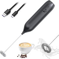 Mousseur à lait électrique portatif mini pour usage domestique, fouet mélangeur pour lattes, batteur à œufs en acier inoxydable, mousseur à café